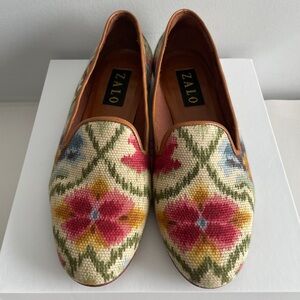 House of Zalo Needlepoint Loafers Smoking Slippers Size 6.5